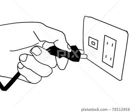Deformed illustration of a hand inserting a plug into an outlet 1 78512958