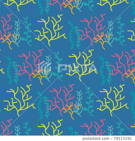 Colorful aquatic plants seamless pattern 78513292