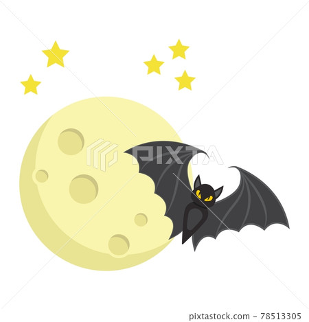 Bat with Moon flat icon, halloween and scary 78513305