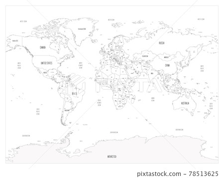 World map - hand-drawn cartoon style - Stock Illustration [78513625] - PIXTA