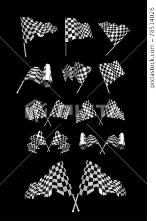 Checkered Flags Vector set illustration on black 78514026