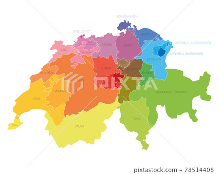 Switzerland - administrative map of cantons Switzerland - administrative map of cantons 78514408