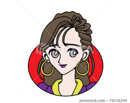 Trendy hair and makeup, 90s bubble-style fashion woman Trendy hair and makeup, 90s bubble-style fashion woman 78516204