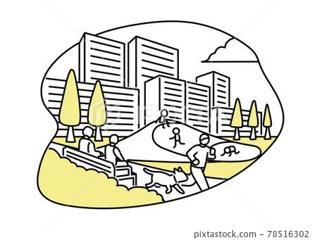 Creating a sustainable city: Urban development illustrations 78516302