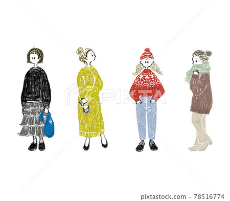 Winter fashion women set hand drawn illustration Winter fashion women set hand drawn illustration 78516774