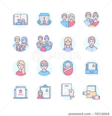 Childrens home - modern line design style icons 78518009