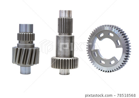 Industrial metal gear cogs part set, cog made from metal material for use on machinery or vehicles, isolated on white background Industrial metal gear cogs part set, cog made from metal material for use on machinery or vehicles, isolated on white background 78518568