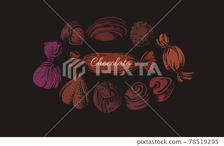 Choco candy in circle. Vector sugar sweet food. Choco candy in circle. Vector sugar sweet food. 78519295