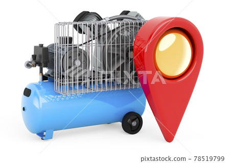 Map pointer with air compressor. 3D rendering 78519799