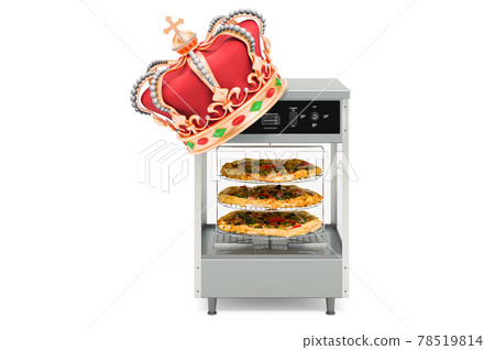 Refrigerated display case with golden crown, 3D rendering 78519814