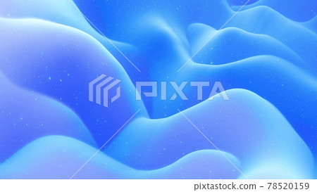 Abstract waves of soft blue matte material with light inner glow and glitters on surface. Abstract geometric surface like landscape or terrain, extrude or displace 3d noise. 3d render 78520159