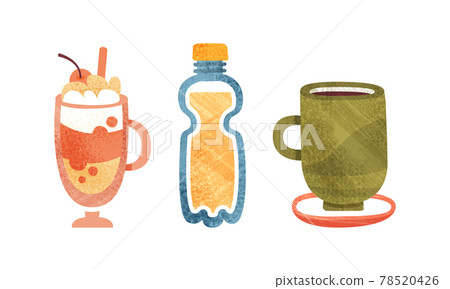 Set of Non-Alcoholic Summer Drinks, Tea, Lemonade, Juice Cartoon Vector Illustration Set of Non-Alcoholic Summer Drinks, Tea, Lemonade, Juice Cartoon Vector Illustration 78520426