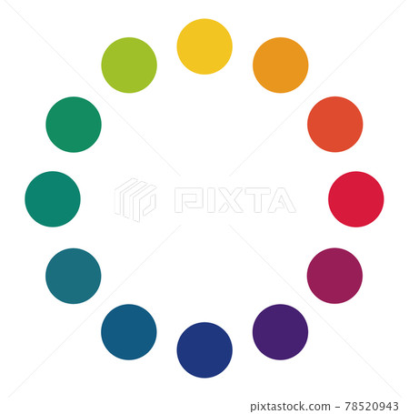 Illustration of the 12 basic colors of the color wheel 78520943