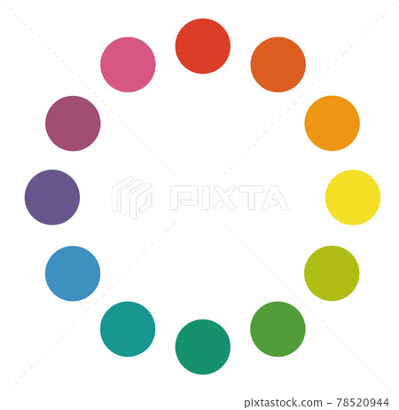 Illustration of the 12 basic colors of the color wheel 78520944