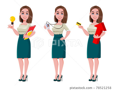 Young business woman, set of three poses 78521258