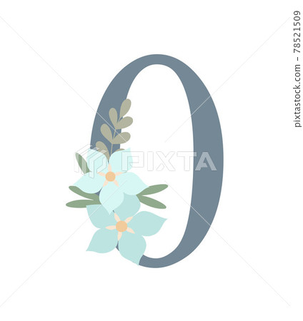 Number decorated with flowers, floral monogram vector illustration in simple boho style, flat pastel colored decorative lettering collection Number decorated with flowers, floral monogram vector illustration in simple boho style, flat pastel colored decorative lettering collection 78521509