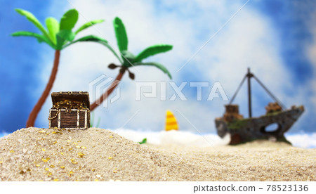 Tropical Beach With Pirate Wreckage Tropical Beach With Pirate Wreckage 78523136