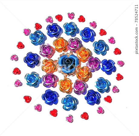 由手工零件製成的鋁製玫瑰(從上方) 由手工零件製成的鋁製玫瑰(從上方) 78524711