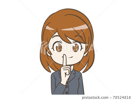 一個穿西裝的女人，食指放在嘴上 78524818