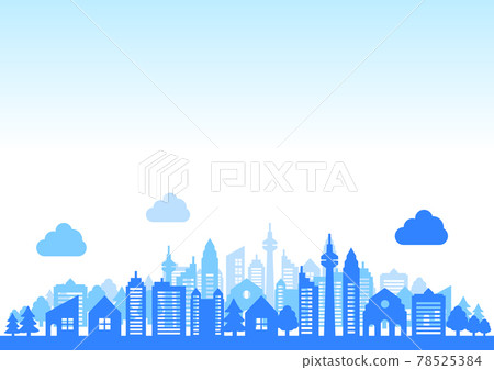 Blue cityscape and cloud background Blue cityscape and cloud background 78525384
