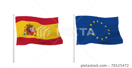 歐盟和西班牙旗幟 78525472