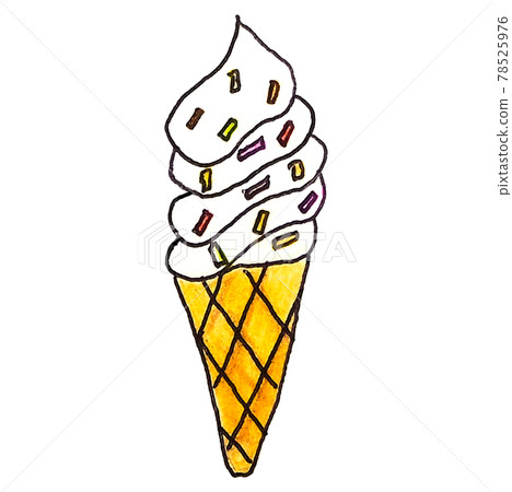 Soft serve ice cream with hand-drawn toppings 78525976