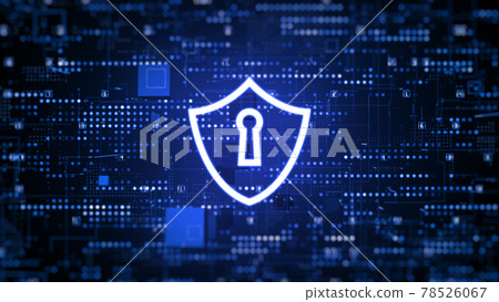 Shield Icon Cyber Security Technology Digital Data Protection Future Background. 3d rendering 78526067