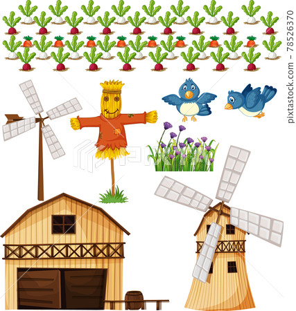 Farm element set isolated on white background 78526370