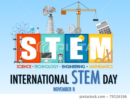International STEM day on November 8th banner with STEM logo International STEM day on November 8th banner with STEM logo 78526386