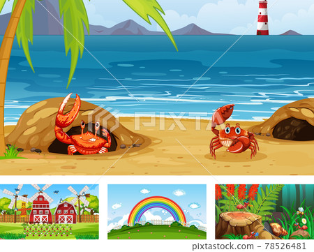 Four different nature horizontal scene 78526481