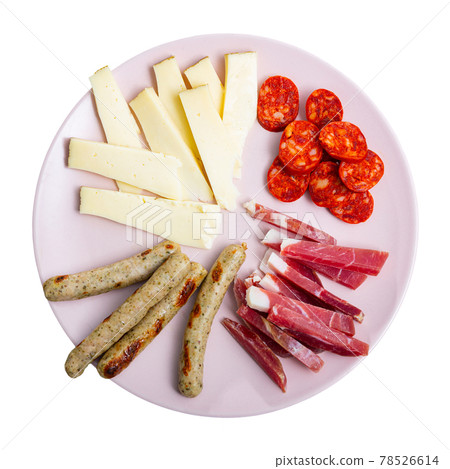 Traditional spanish snack tapas on a plate 78526614