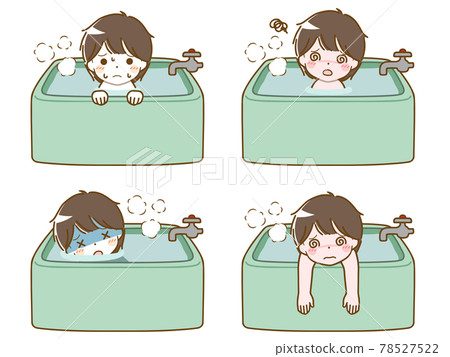 A young boy gets sick in the bath A young boy gets sick in the bath 78527522