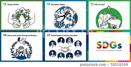 Illustration of SDGs Sustainable Development Goals Goals 13-17 78528109