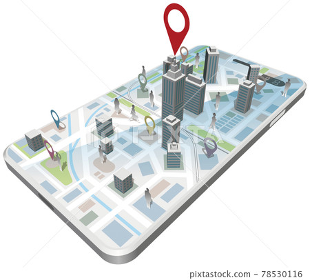Smartphone map app route search image right vector illustration 78530116