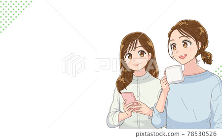 Two young women having a relaxed conversation 78530526