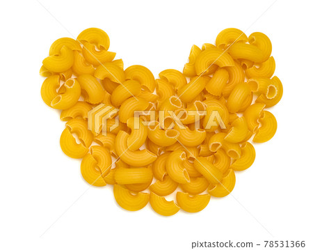 raw macaroni pasta with heart shaped isolated on white background 78531366
