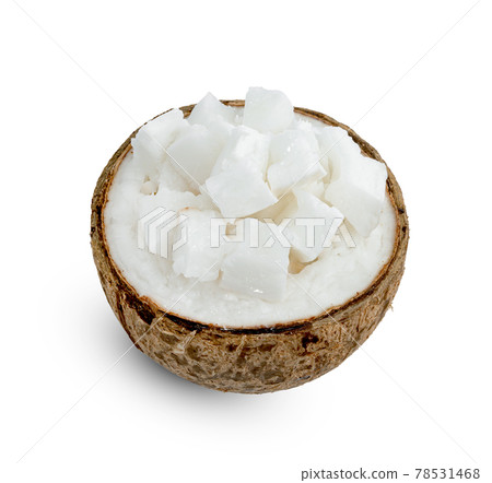 Coconut milk tropical fruit or fluffy coconut chopped isolated on white background Coconut milk tropical fruit or fluffy coconut chopped isolated on white background 78531468