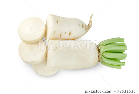 sliced Radish isolated on white background ,include clipping path sliced Radish isolated on white background ,include clipping path 78531533