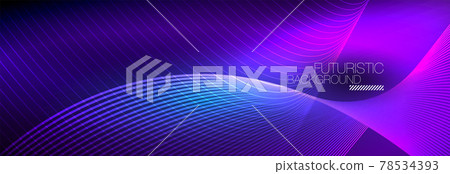 Abstract neon glowing light in the dark with waves. Shiny magic energy and motion concept, vector abstract wallpaper background 78534393