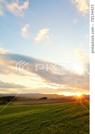 Hokkaido Autumn evening Biei sunset 78534425