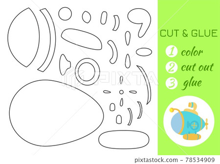 Color, cut and glue paper turquoise submarine. Cut and paste craft activity page. Educational game for preschool children. DIY worksheet. Kids logic game, activities jigsaw. Vector stock illustration. Color, cut and glue paper turquoise submarine. Cut and paste craft activity page. Educational game for preschool children. DIY worksheet. Kids logic game, activities jigsaw. Vector stock illustration. 78534909