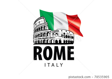 Vector drawing of the Colosseum in Rome on a white background 78535905