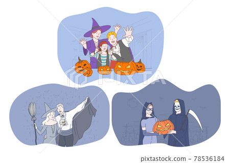 Celebrating Halloween holiday in spooky costumes concept Celebrating Halloween holiday in spooky costumes concept 78536184