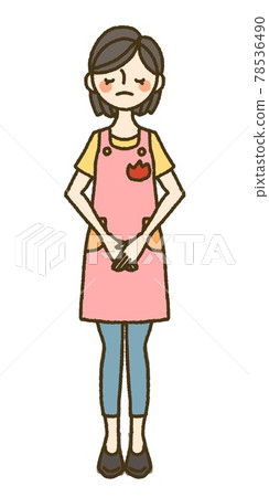 一位女幼兒園老師道歉的全身插圖 78536490