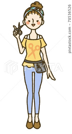 女理髮師的全身插圖 78536526