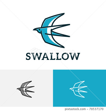 Swallow Bird Wings Flying to Sky Simple Line Logo Swallow Bird Wings Flying to Sky Simple Line Logo 78537170