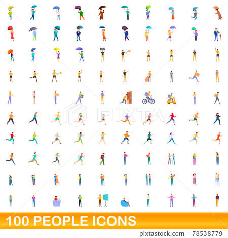 100 people icons set, cartoon style 100 people icons set, cartoon style 78538779