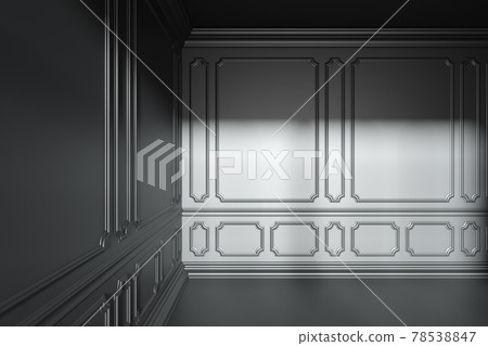 Black empty room with classic style decor on walls 78538847