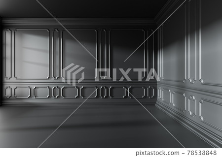 Black empty room with classic style decoration on walls. Black empty room with classic style decoration on walls. 78538848