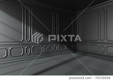 Black empty room with classic style decoration on walls Black empty room with classic style decoration on walls 78538936